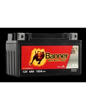 BTX7A-BS (YTX7A-BS) Μπαταρία Μοτοσυκλέτας BANNER Bike Bull AGM 50615  12V 6Ah 105A