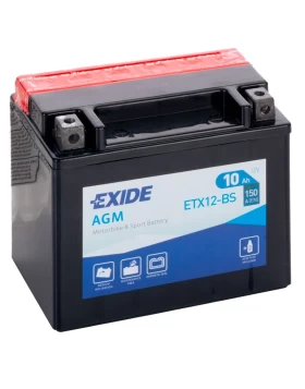 ETX12-BS(YTX12-BS) Μπαταρία Μοτοσυκλέτας EXIDE AGM 10Ah 150A