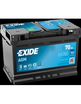 Μπαταρία Αυτοκινήτου 70Ah 760A EXIDE EK700 AGM Start & Stop