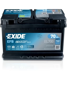 Μπαταρία Αυτοκινήτου 70Ah 760A EXIDE EL700 EFB Start & Stop