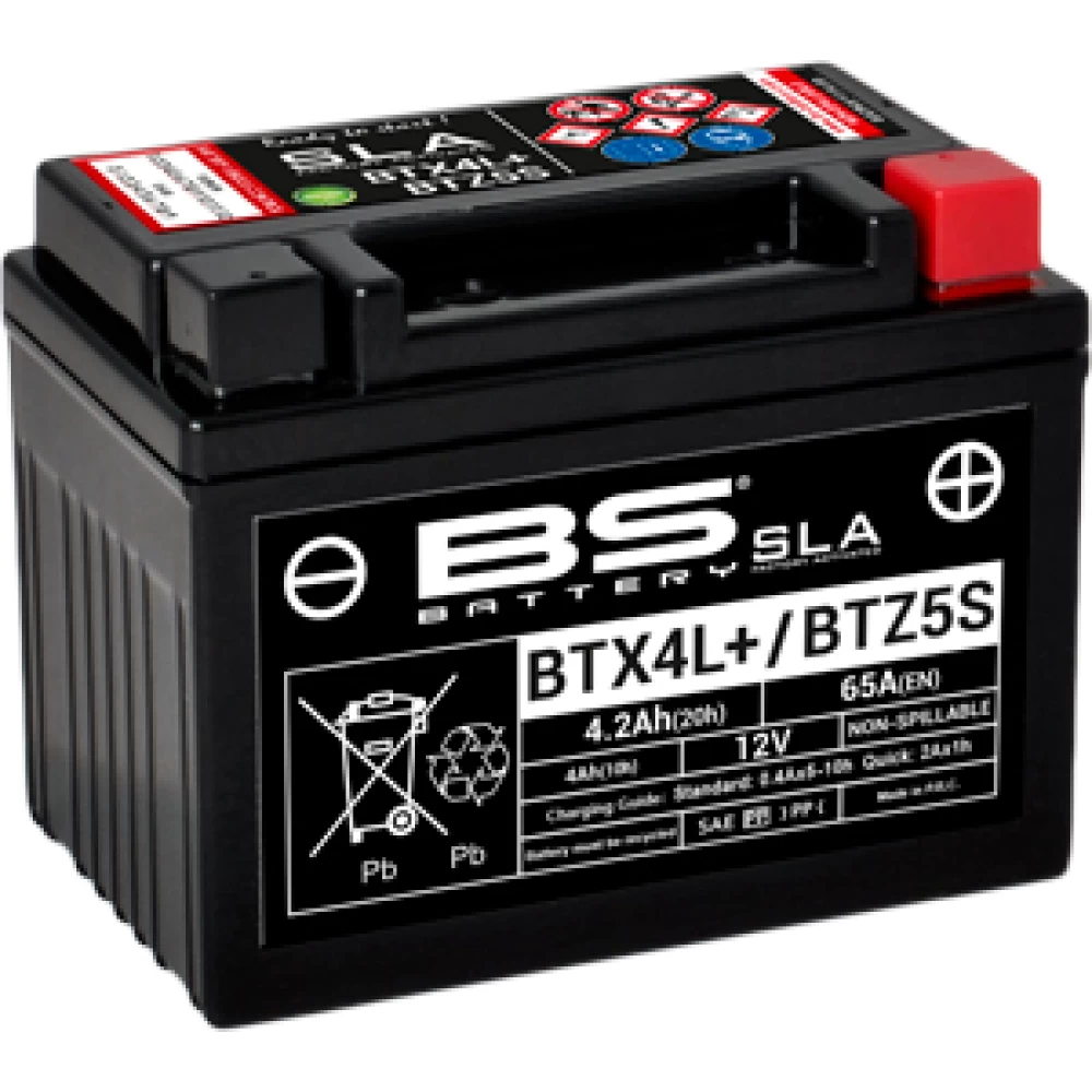 BTX4L+/BTZ5S (YTX4L+/YTZ5S) SLA Μπαταρία Μοτοσυκλέτας BS 12V 4.2Ah