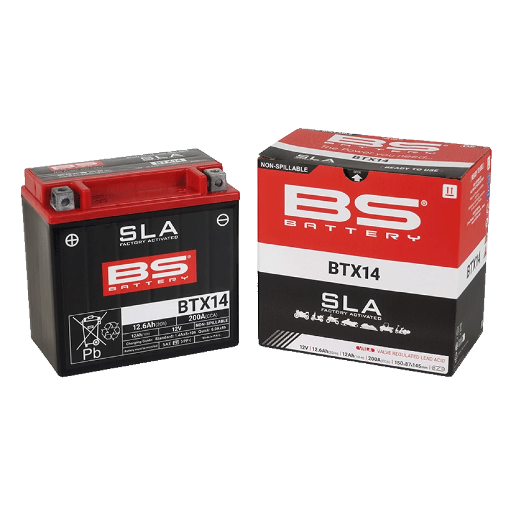 BTX14 (YTX14) SLA Μπαταρία Μοτοσυκλέτας BS 12V 12.6Ah