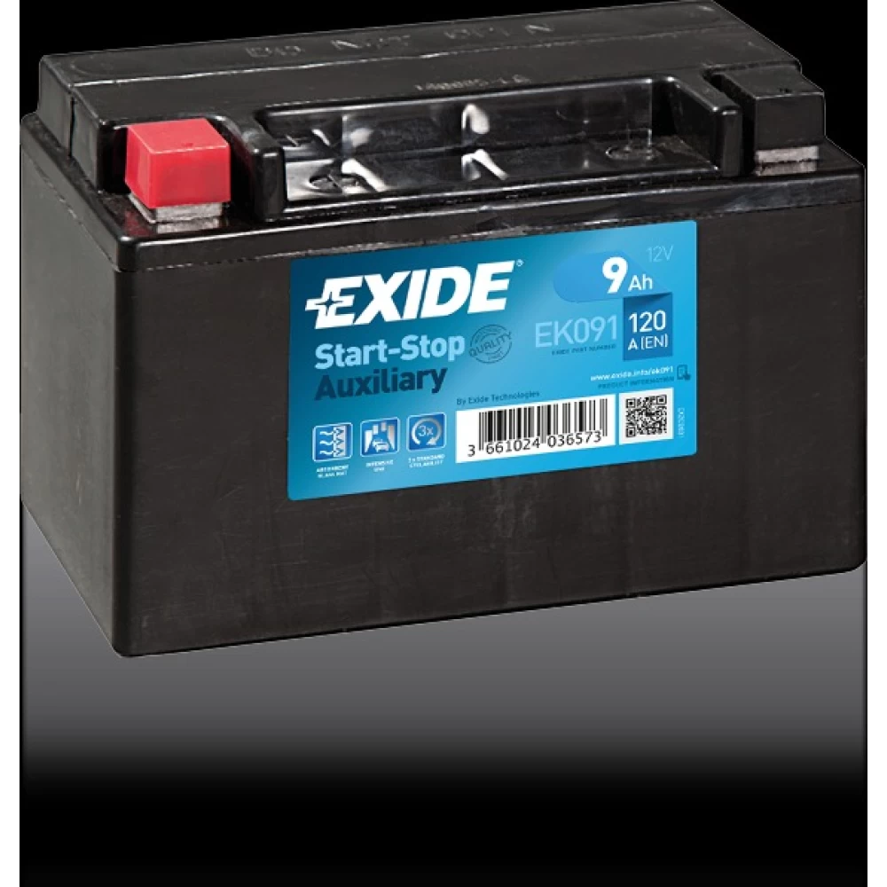Μπαταρία αυτοκινήτου EK091 EXIDE 9Ah 120A Auxiliary AGM Start - Stop