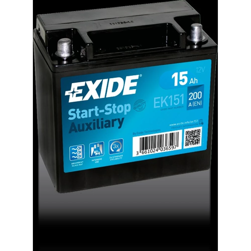 Μπαταρία αυτοκινήτου EK151 EXIDE 15Ah 200A Auxiliary AGM Start - Stop