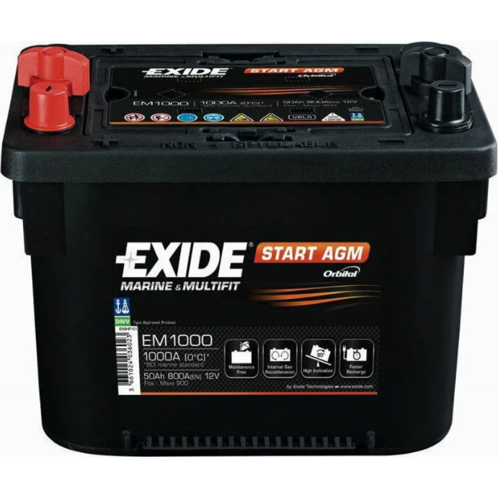 Μπαταρία σκάφους EM1000 Μarine & Multifit Start AGM 50Ah 800A