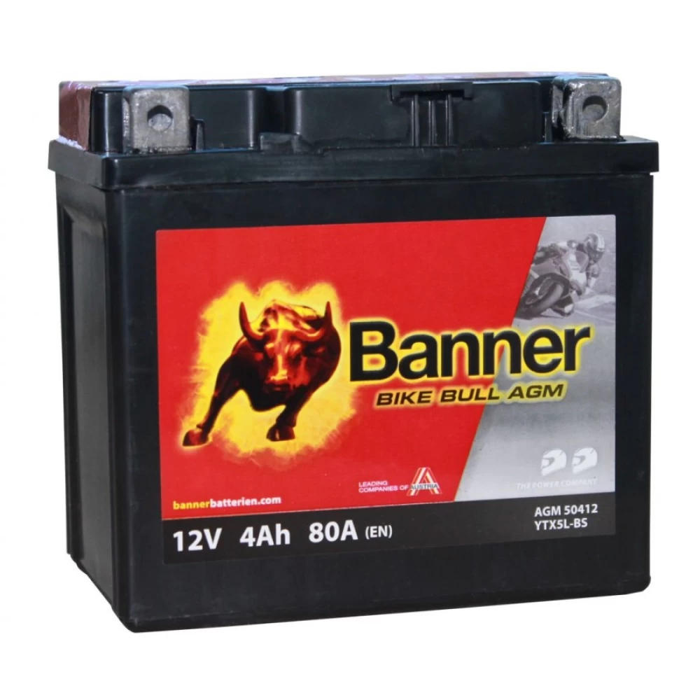 YTX5L-BS Μπαταρία Μοτοσυκλέτας BANNER Bike Bull AGM 12V 4Ah 80A