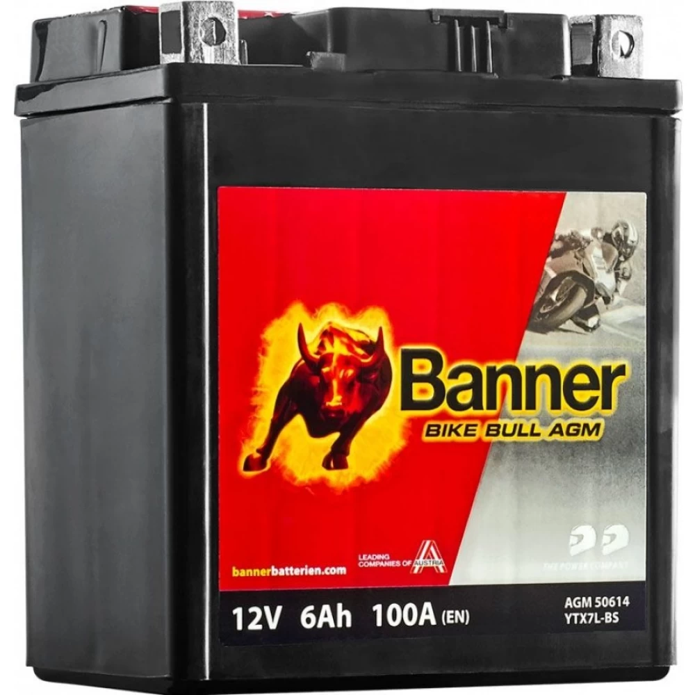 BTX7L-BS (YTX7L-BS) Μπαταρία Μοτοσυκλέτας BANNER Bike Bull AGM 50614 12V 6Ah 100A