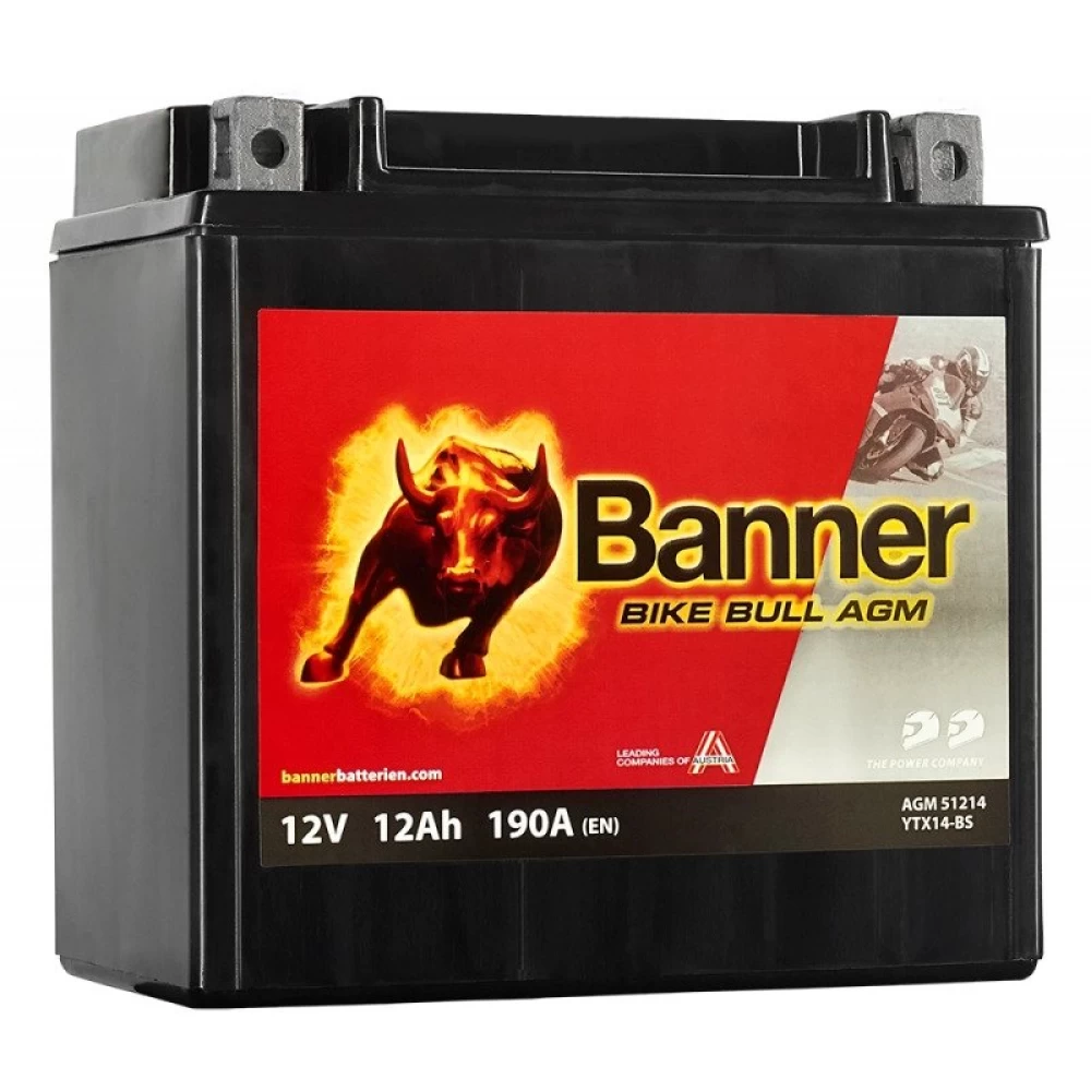  BTX14-BS  (YTX14-BS) Μπαταρία Μοτοσυκλέτας BANNER Bike Bull AGM 51214 12V 12Ah 190A