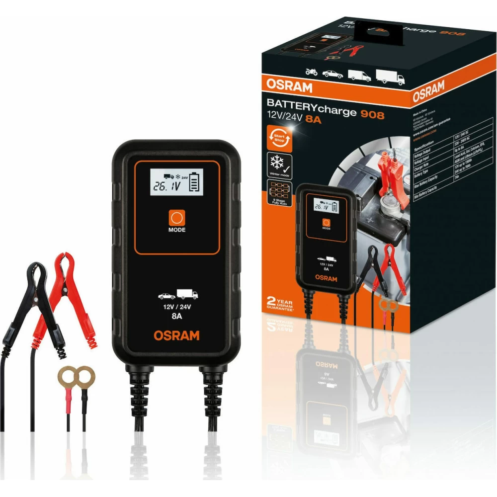 Φορτιστής/Συντηρητής OSRAM 908 12V & 24V 8A
