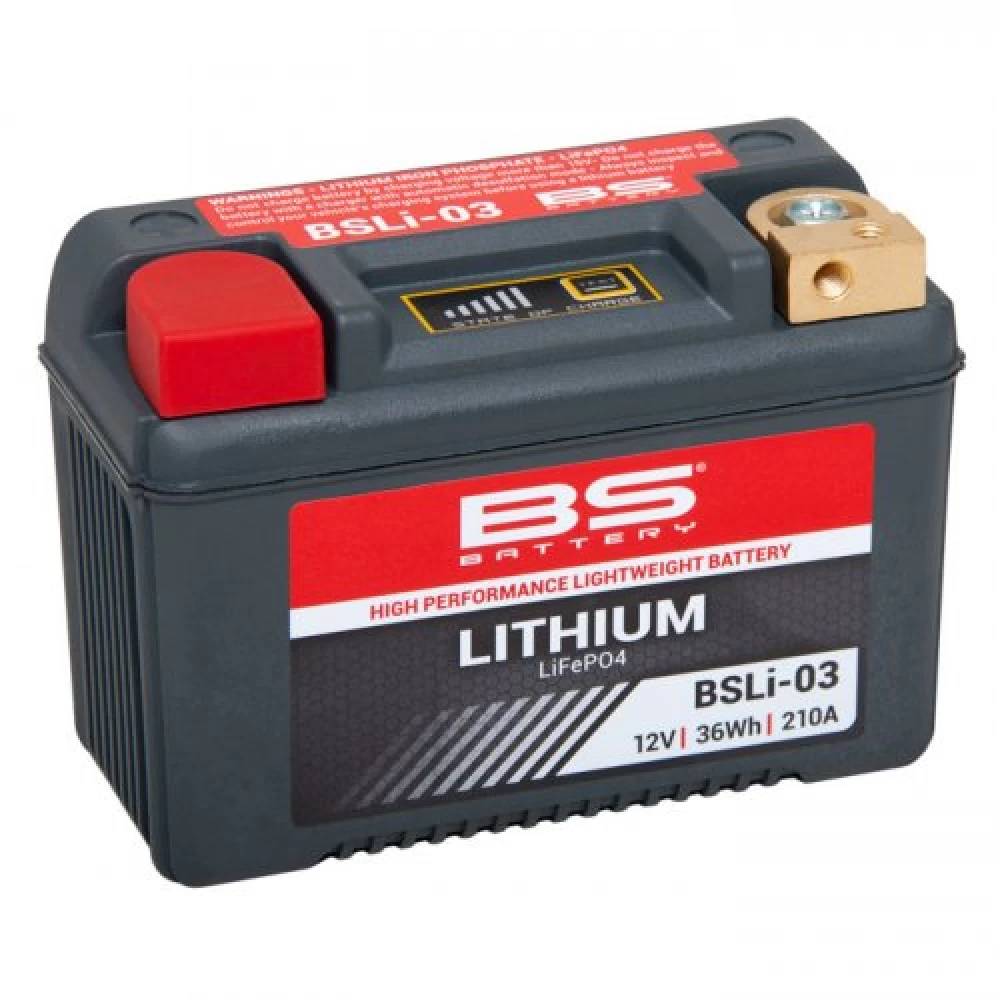 BSLI-03 (YT7B-BS, YT9B-S, YTX7A-BS, YTX9-BS) Μπαταρία Λιθίου Μοτοσυκλέτας BS LiFeP04 12V 36Wh 210Α