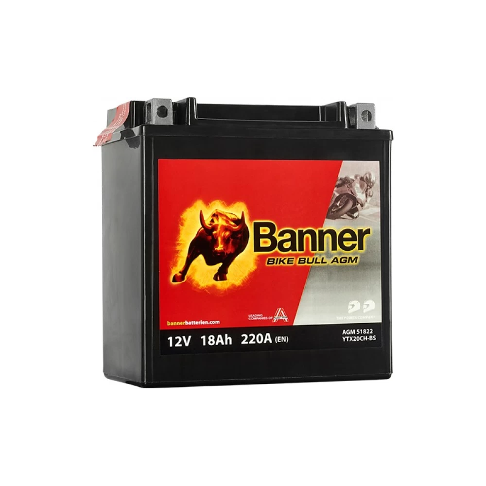 BTX20CH-BS (YTX20CH-BS) Μπαταρία Μοτοσυκλέτας BANNER Bike Bull AGM 51822 12V 18Ah 220A
