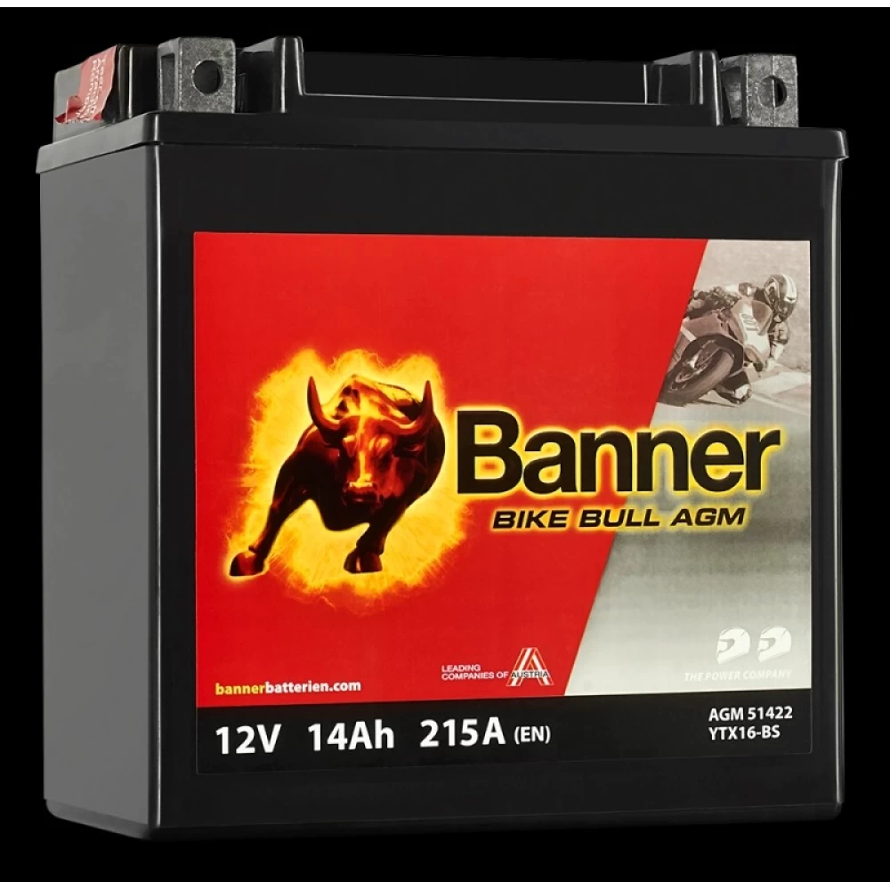 BTX16-BS (YTX16-BS) Μπαταρία Μοτοσυκλέτας BANNER Bike Bull AGM 51422 12V 14Ah 215A 