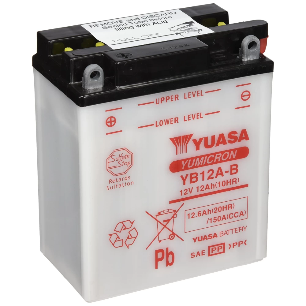 YB12A-B Μπαταρία Μοτοσυκλέτας YUASA TAIWAN (Χωρίς υγρά)