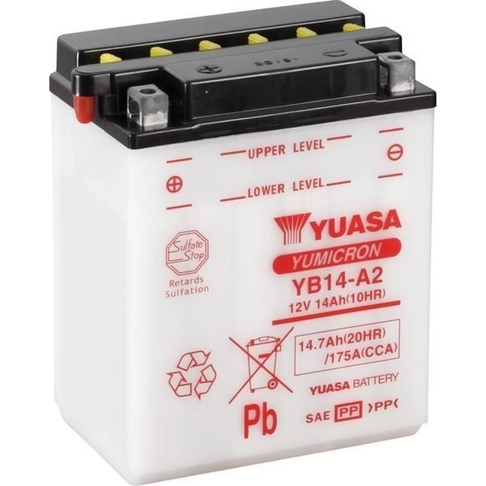 YB14-A2 Μπαταρία Μοτοσυκλέτας YUASA TAIWAN (Χωρίς υγρά)