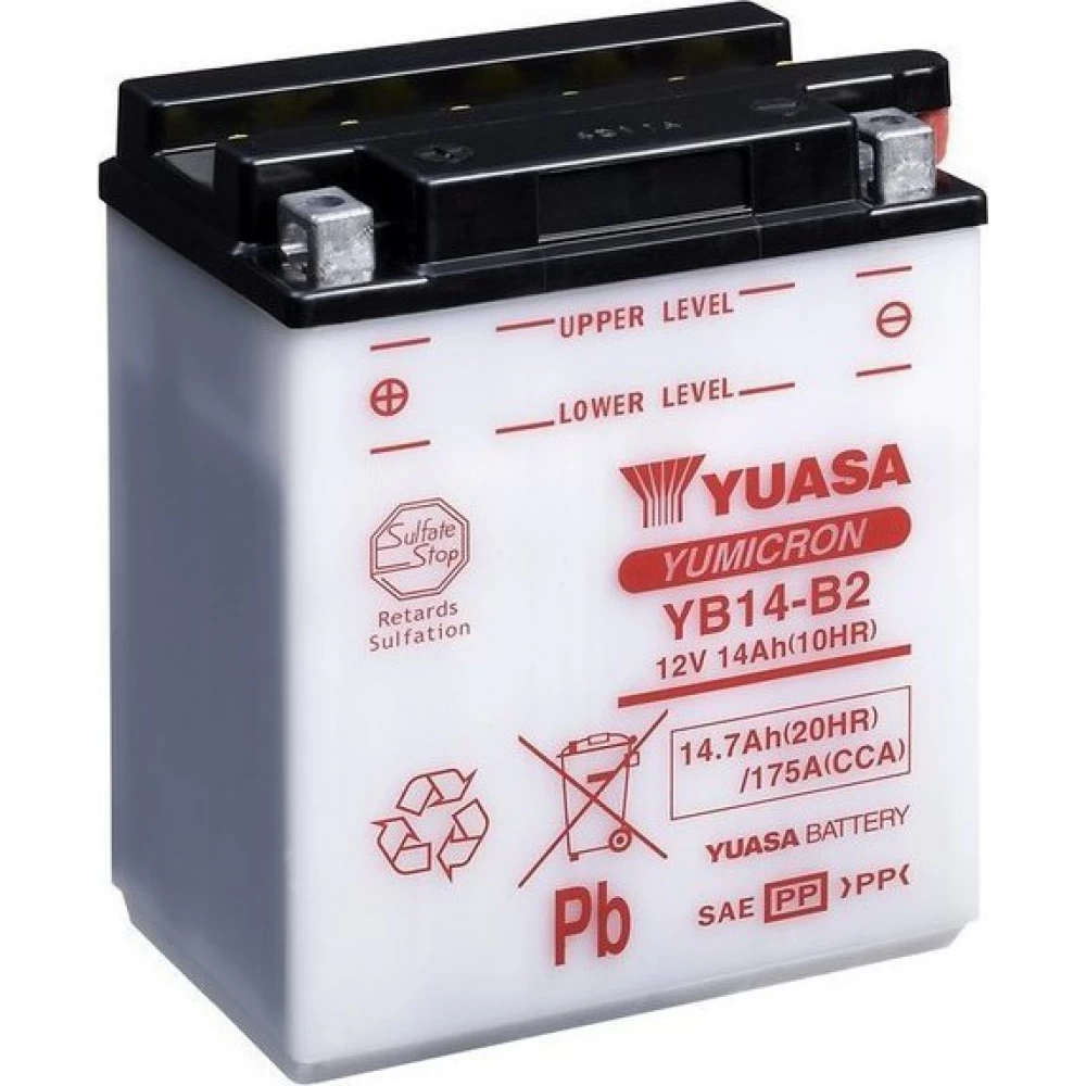 YB14-B2 Μπαταρία Μοτοσυκλέτας YUASA TAIWAN (Με υγρά)