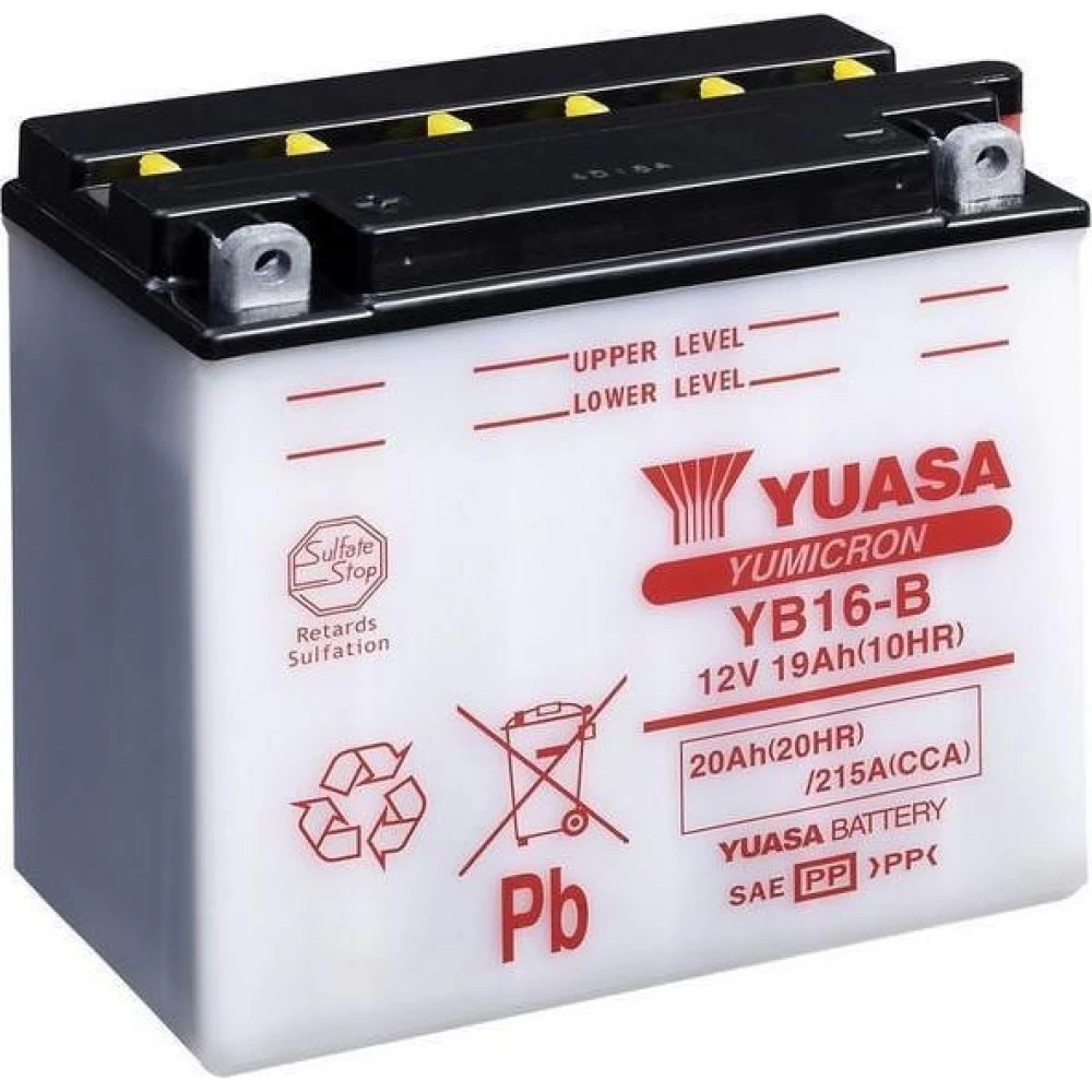 YB16-B Μπαταρία Μοτοσυκλέτας YUASA TAIWAN (Χωρίς υγρά)