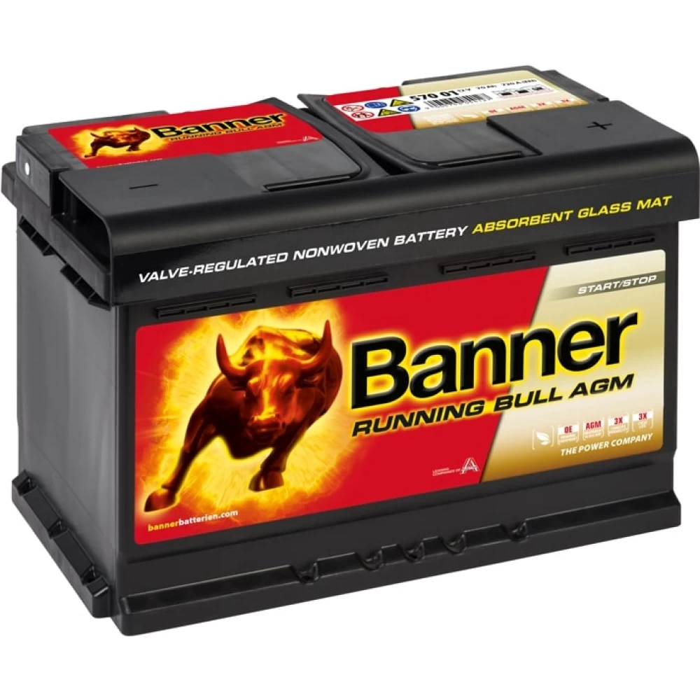 Μπαταρία αυτοκινήτου 57001 BANNER 70Ah 760A Running Bull AGM