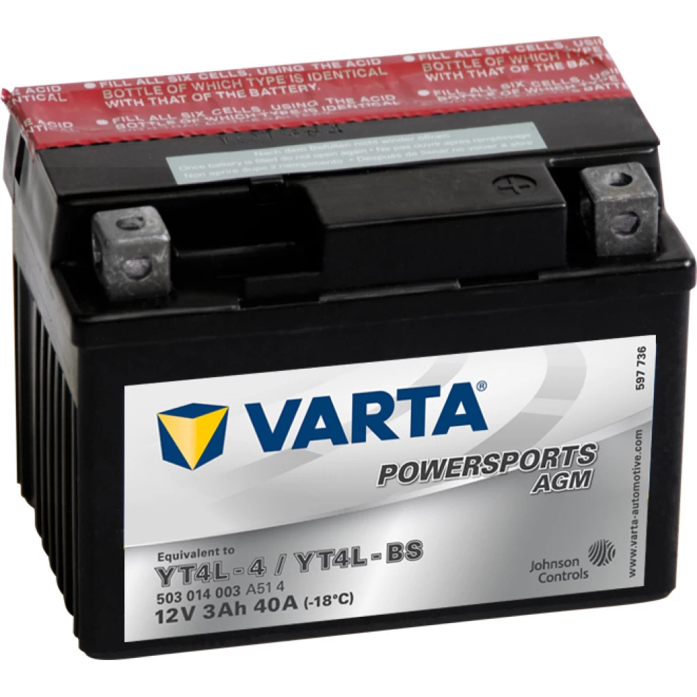 YT4L-4/YT4L-BS (YTX4L-BS) Μπαταρία Μοτοσυκλέτας VARTA Powersports AGM 3Ah 40A