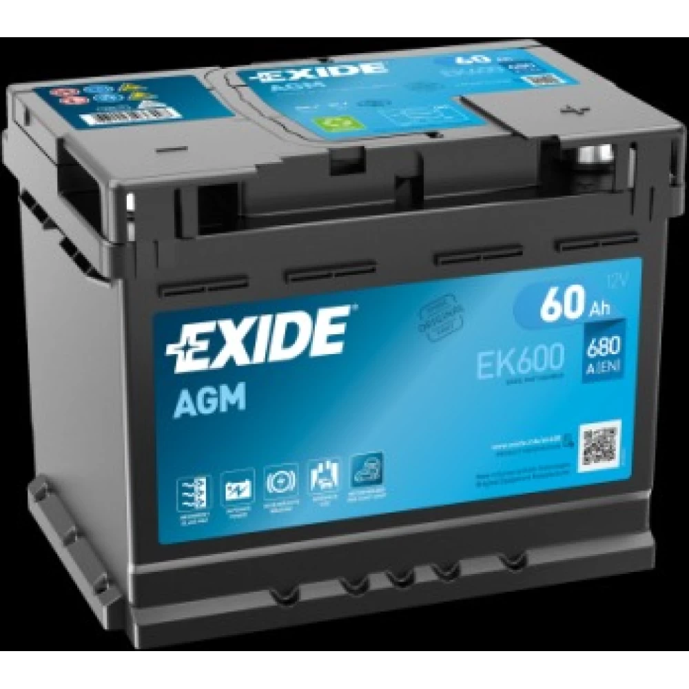Μπαταρία Αυτοκινήτου 60Ah 680A EXIDE EK600 AGM Start & Stop