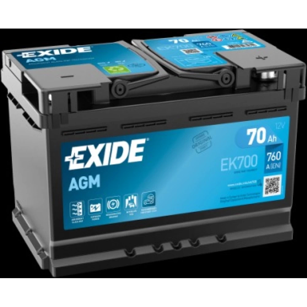 Μπαταρία Αυτοκινήτου 70Ah 760A EXIDE EK700 AGM Start & Stop