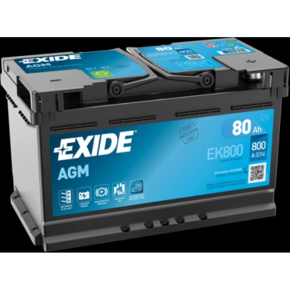 Μπαταρία Αυτοκινήτου 80Ah 800A EXIDE EK800 AGM Start & Stop
