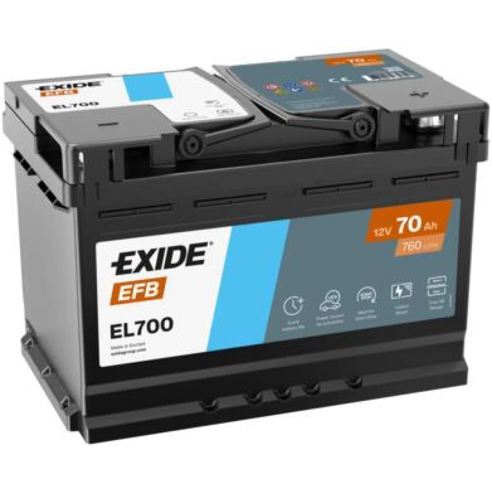 Μπαταρία Αυτοκινήτου 70Ah 760A EXIDE EL700 EFB Start & Stop